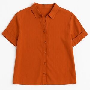 Andthewhy Rust Orange Button Down Tunic Top – Size 1XL (NWT)